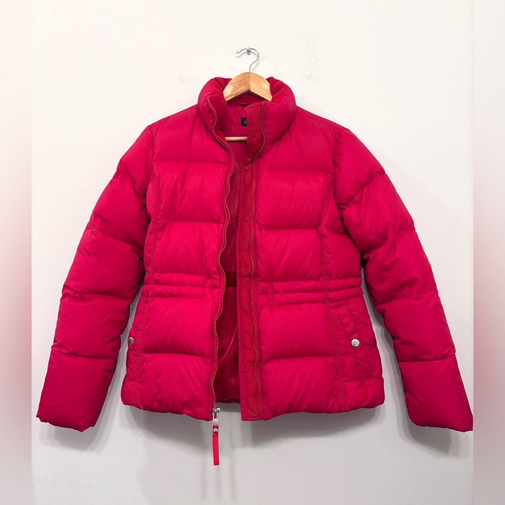 Lands End Down Puffer Jacket Coat Red Zipper Pockets Womens Size S(6-8) LIKE NEW - Picture 3 of 12